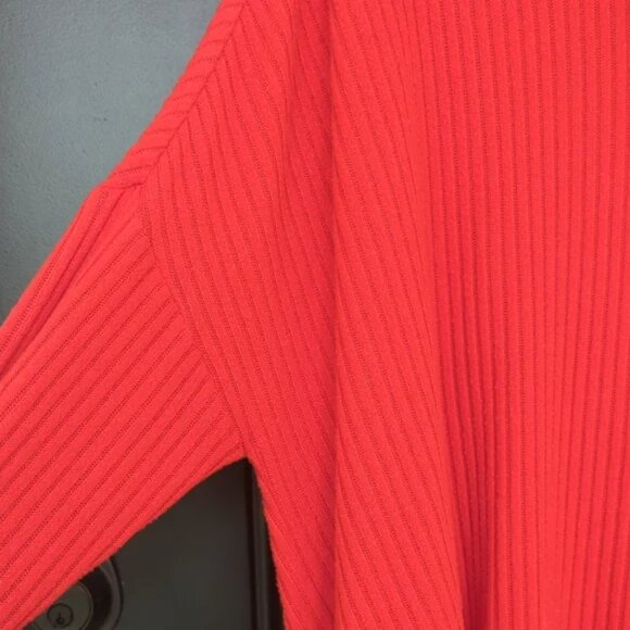 Anthropologie Saturday Sunday red ribbed cowl neck oversized sweater size XS - Picture 9 of 10